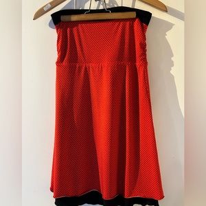 Sonia P. designer québécoise. Reversible skirt/dress. Blue/red. Small.